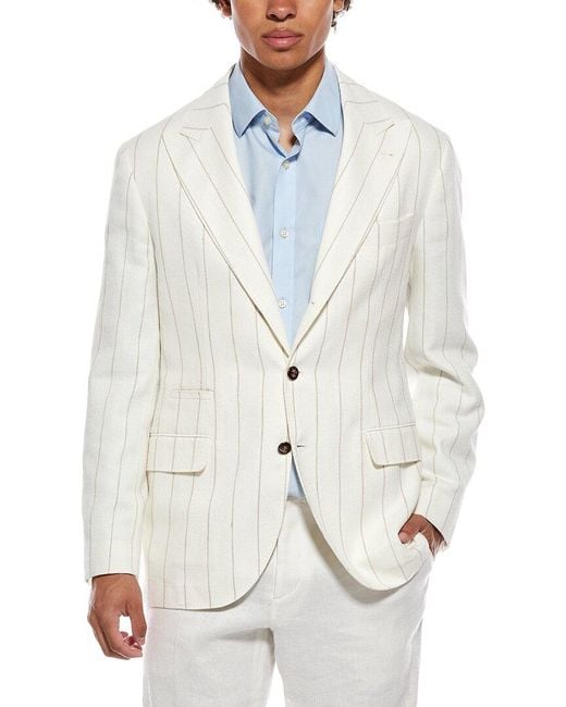 Brunello Cucinelli White Linen-Blend Blazer for men