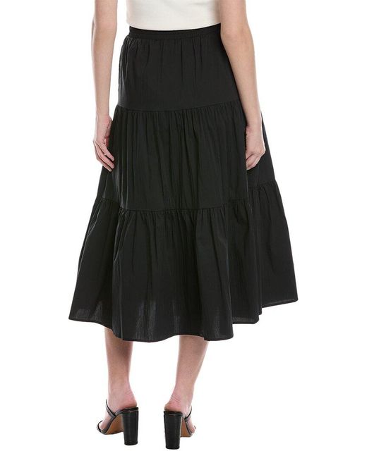Tahari Black Button-down Tiered Maxi Skirt