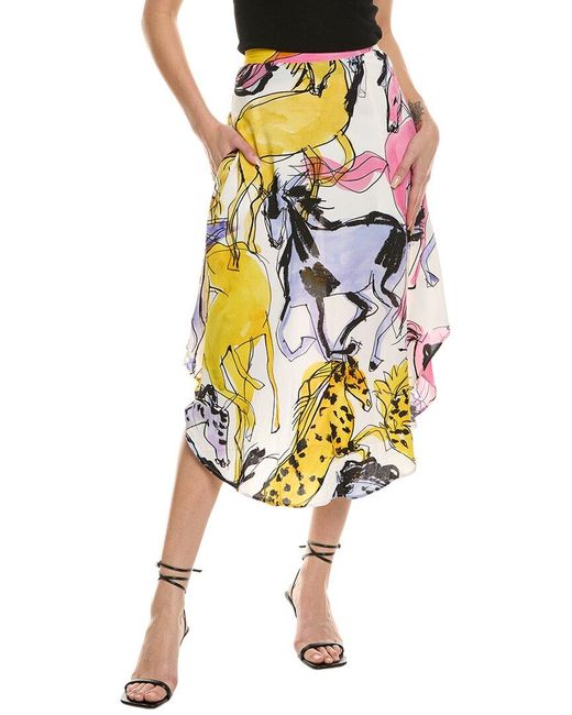 Stella McCartney Yellow Jacey Silk-Lined Midi Skirt