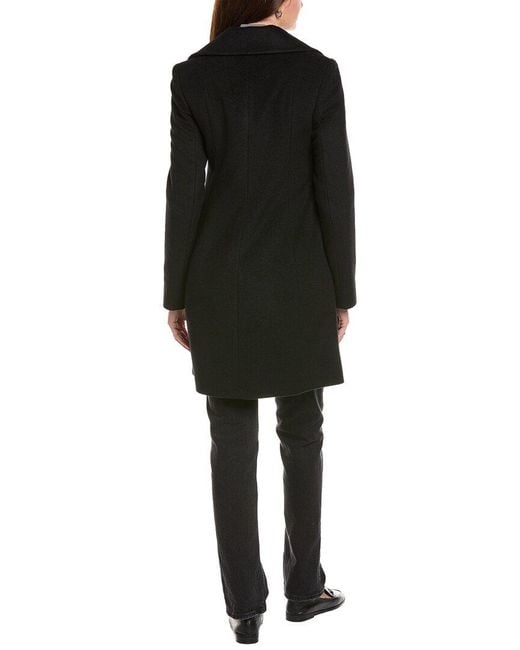 Fleurette Black Tailored Double-Breasted Wool-Blend Coat