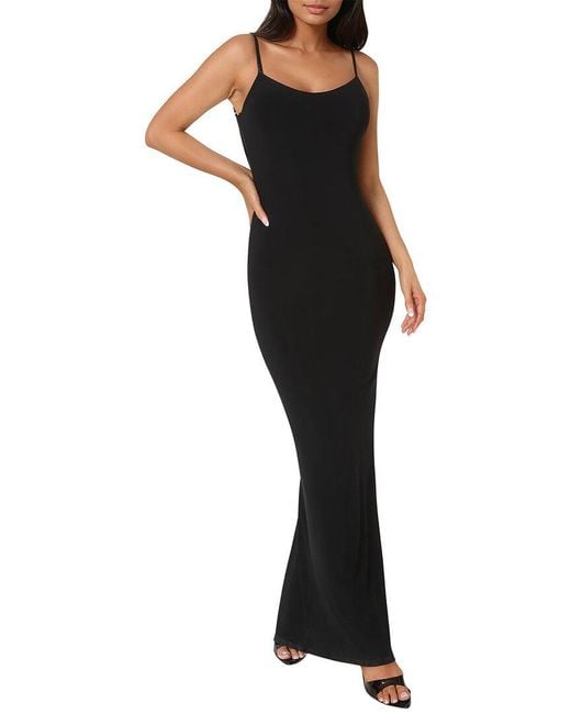 Bebe Black Backless Lace Inset Maxi Dress