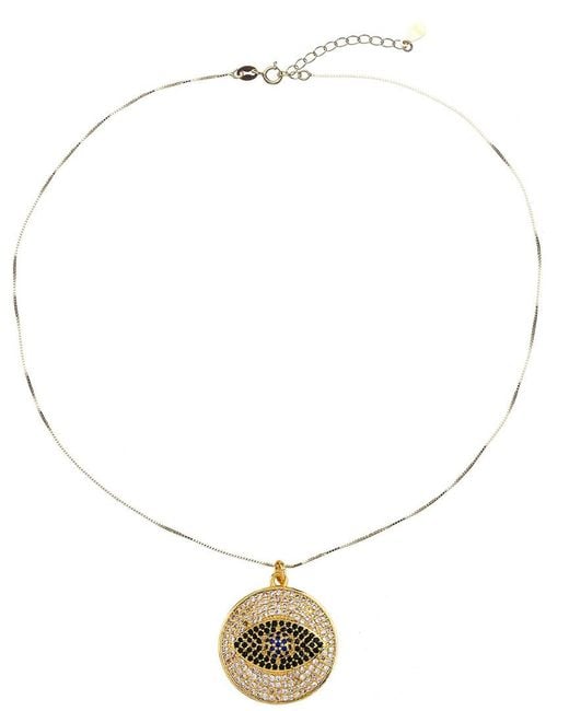 Eye Candy LA Metallic Luxe Collection Julian Evil Eye Sterling Silver Chain Necklace With Brass Pendant