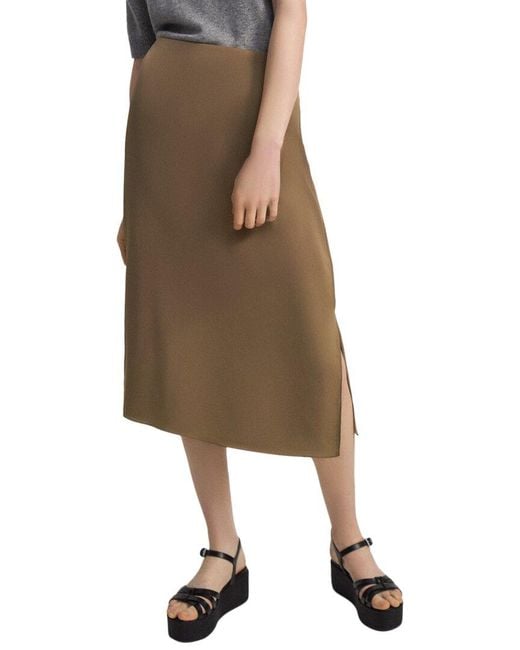 Theory Natural Silk Double Slit Slip Skirt