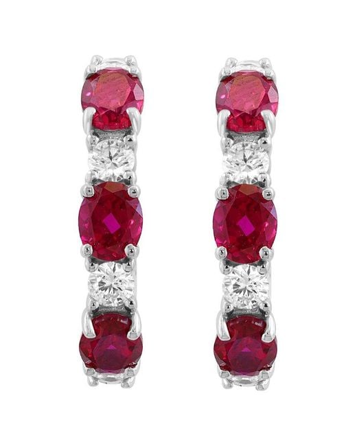 Effy Fine Jewelry Pink 14K 3.06 Ct. Tw. Lab-Grown Diamond & Lab-Grown Ruby Earrings