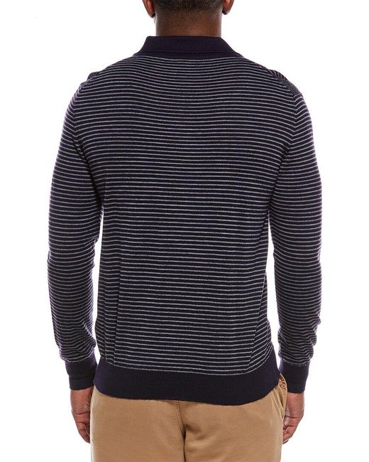 Isaia Blue Cashmere Polo Sweater for men