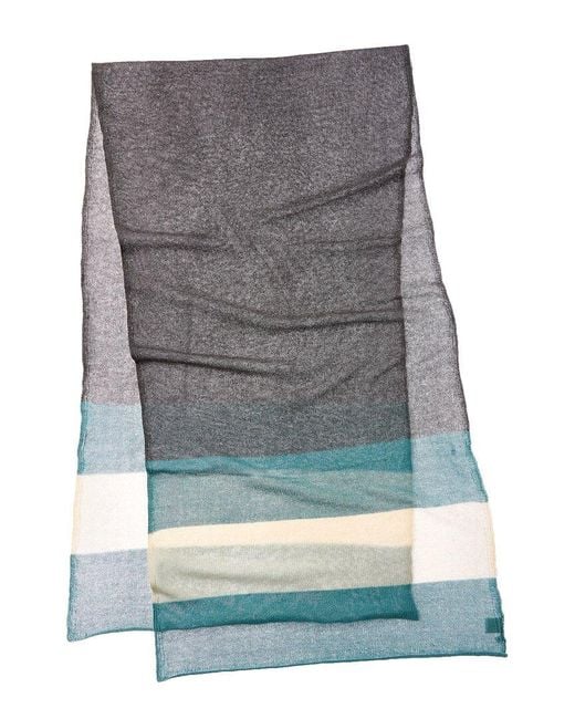 Portolano Green Striped Lurex Cashmere Wrap