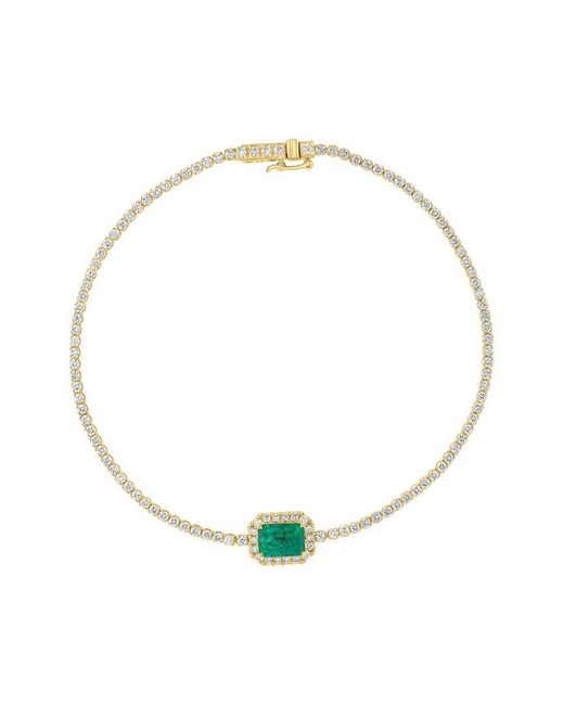 Effy Fine Jewelry Metallic 14K 2.58 Ct. Tw. Diamond & Emerald Bracelet