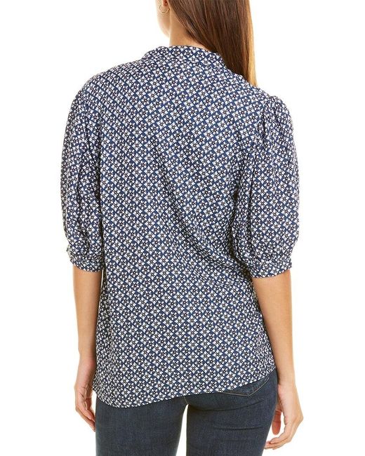 Garrie B Blue Moss Crepe Top