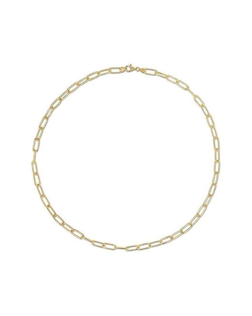 Italian Silver Metallic 18k Over Paperclip Chain Necklace
