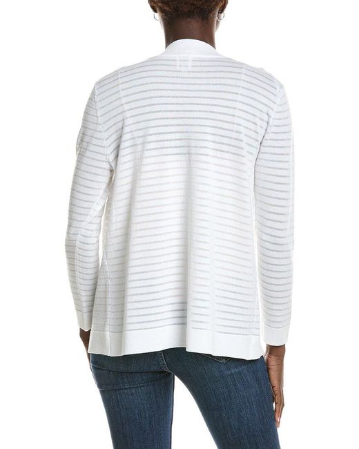 Anne Klein White Sheer Stripe Cardigan