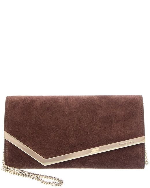Jimmy Choo Brown Emmie Suede Clutch