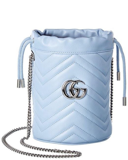 Gucci Blue GG Marmont Mini Matelasse Leather Bucket Bag