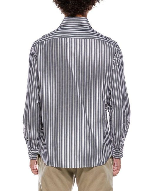 Brunello Cucinelli Gray Striped Shirt for men