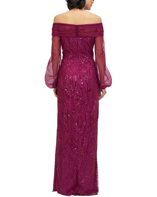 JS Collections Purple Savannah Column Gown