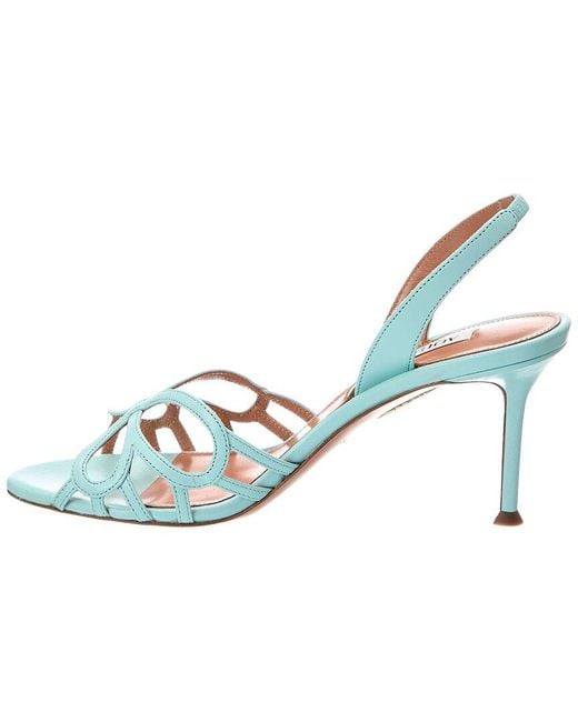 Aquazzura Blue Hula 75 Leather Slingback Sandal