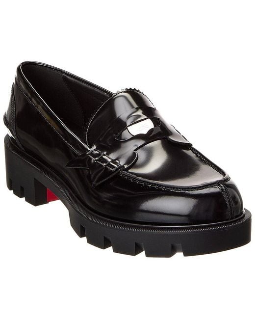 Christian Louboutin Black Penny Lug Leather Loafer