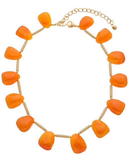 Kenneth Jay Lane Orange Plated Beaded Necklace
