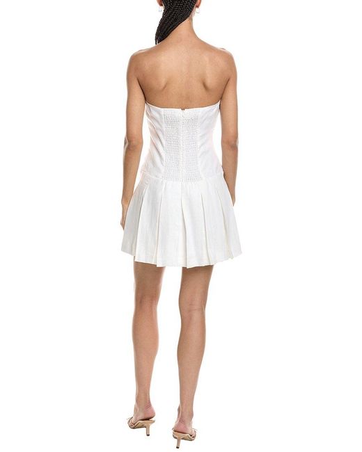 REVERIEE White Sleeveless Linen Mini Dress