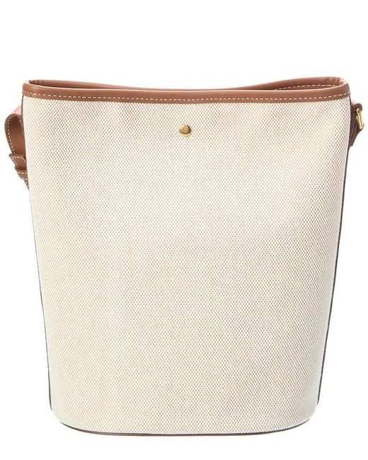 Burberry Natural Medium Canvas & Leather Bucket Bag