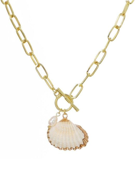 Adornia Metallic 14K Plated 6-8Mm Pearl Shell Toggle Necklace