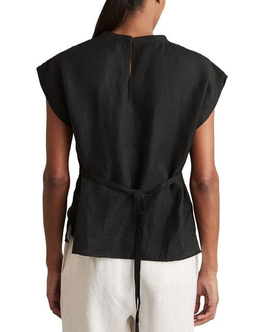 Reiss Black Soleya Linen-Blend T -Shirt