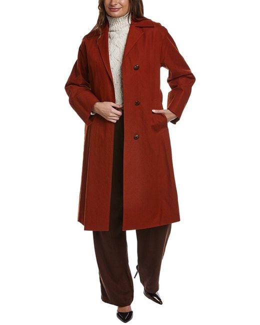 Vince Red Belted Long Coat