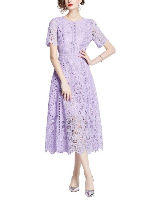 Kaimilan Purple Embellished Midi Dress