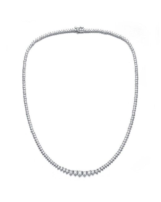 Genevive Jewelry White Silver Cz Graduated Tennis Necklace