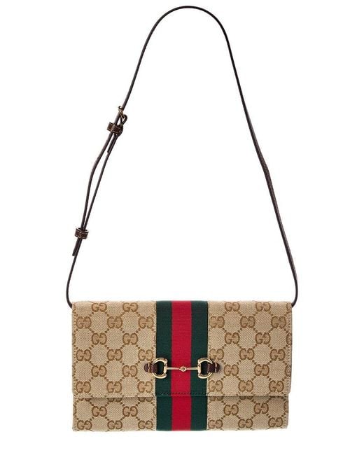 Gucci White Horsebit Gg Canvas Shoulder Bag