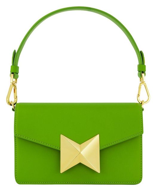 Mac Duggal Green Mini Leather Shoulder Bag