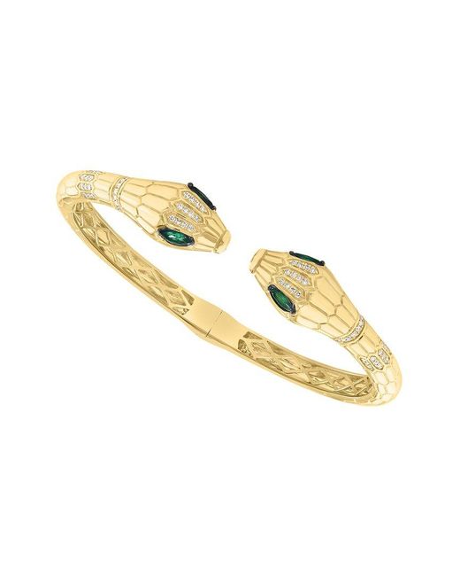 Effy Fine Jewelry Metallic 14K 0.77 Ct. Tw. Diamond & Emerald Bracelet