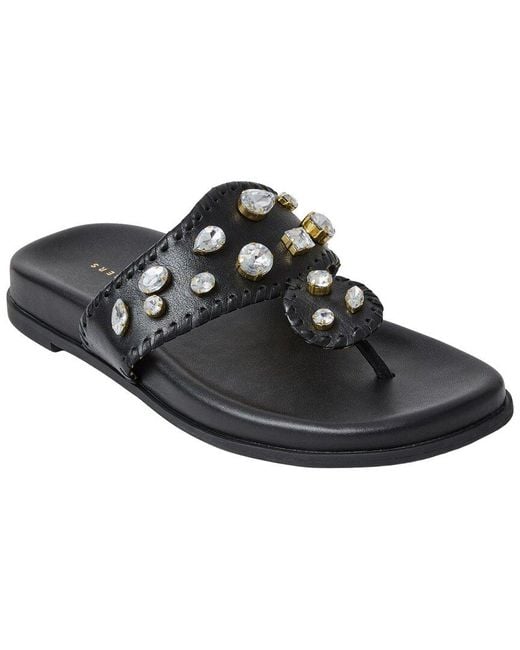 Jack Rogers Black Jacks Sport Jeweled Leather Sandal