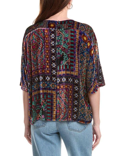 Johnny Was Red Dechen Silk-Blend Blouse