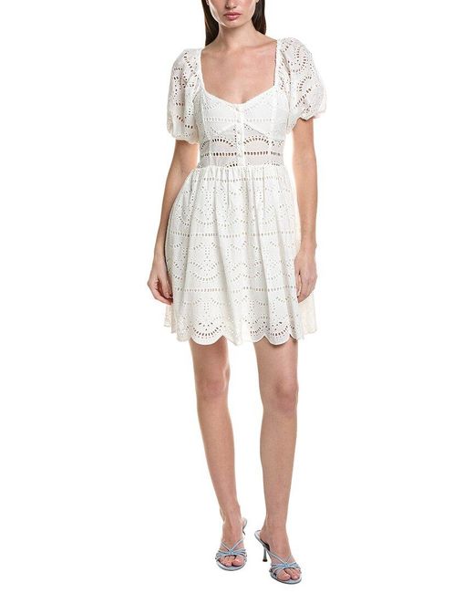Saltwater Luxe White Solid Embroidered Mini Dress