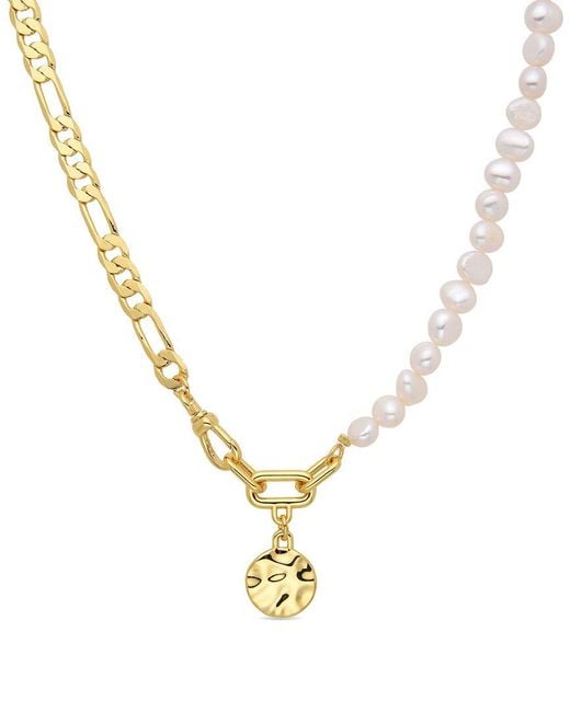 Eye Candy LA Metallic Fresh Water Pearl Pendant Necklace