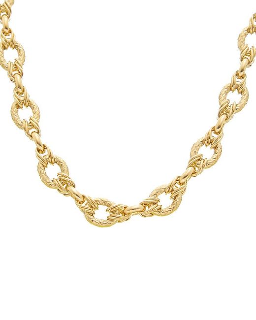 Italian Gold Metallic 14K Textured Oval Link Necklace