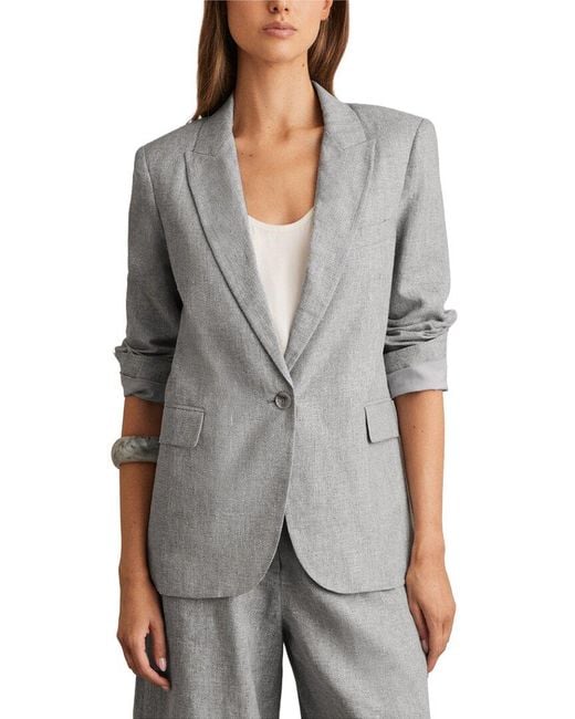 Reiss Gray Willow Linen-Blend Jacket