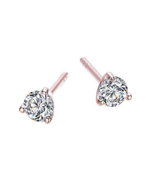 Genevive Jewelry White 18k Rose Gold Vermeil Cz Studs