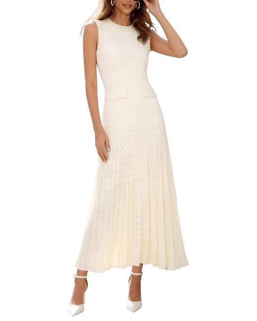 LEON GORI Natural Sleeveless Solid Maxi Dress