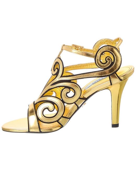 Prada Metallic 85 Suede & Leather Sandal