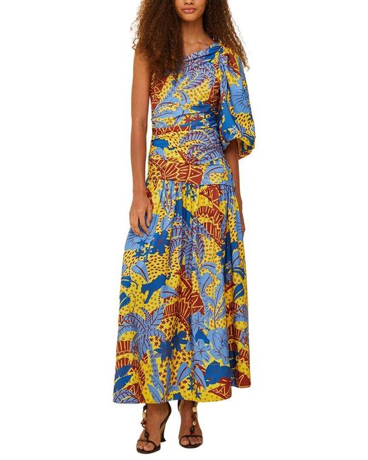 Farm Rio Blue Jungle Panther Midi Dress