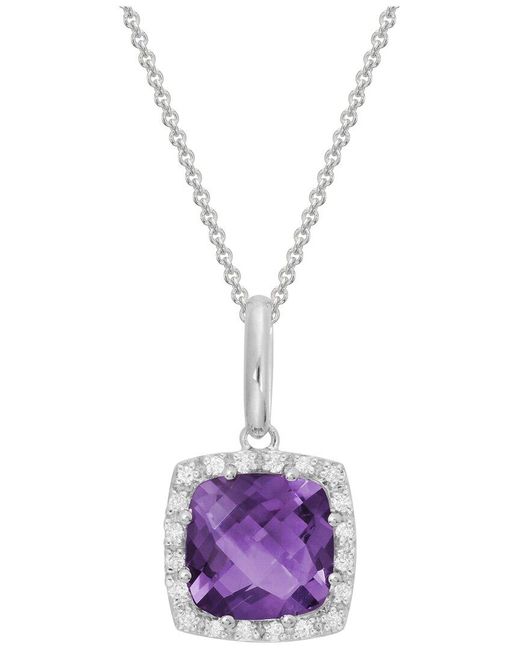 Diamond Select Cuts Purple 14k Diamond .10 Ct. & 1.83 Ct. Amethyst Necklace