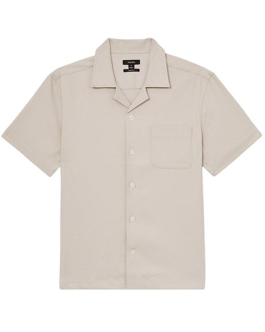 Reiss White Nitus Herringbone Cuban Top for men