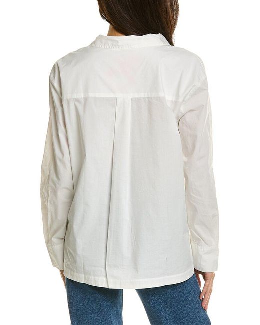 Johnny Was White Poplin Relaxed Pocket Shirt