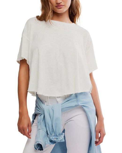 Free People Gray Elise Linen-Blend Swing Top