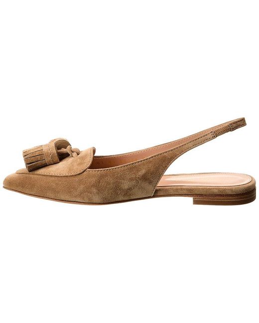 Gianvito Rossi White Slingback Suede Flat