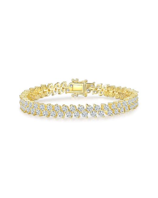 Genevive Jewelry Metallic 14k Over Silver Cz Tennis Bracelet
