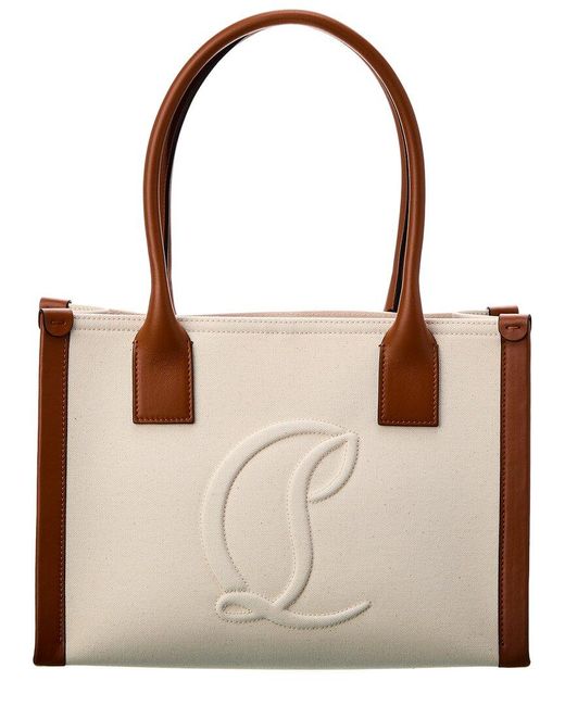 Christian Louboutin Brown By My Side Small Canvas & Leather Tote