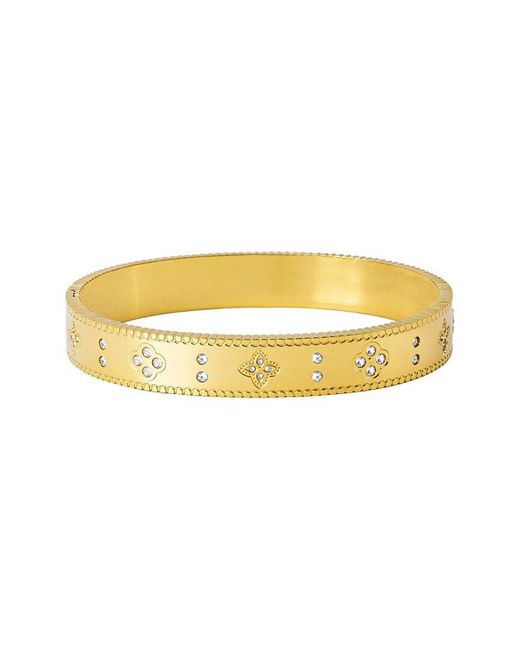 Adornia Yellow 18K Plated Stainless Steel Cz Clover Bangle Bracelet