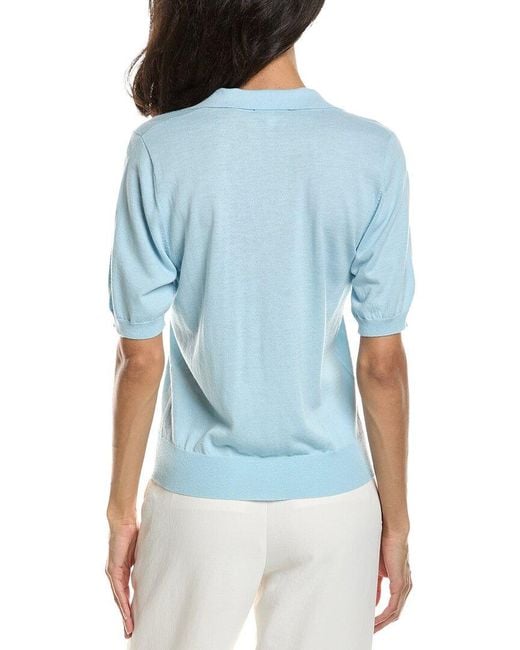 Forte Blue Summer Polo Silk & Cashmere-Blend Sweater